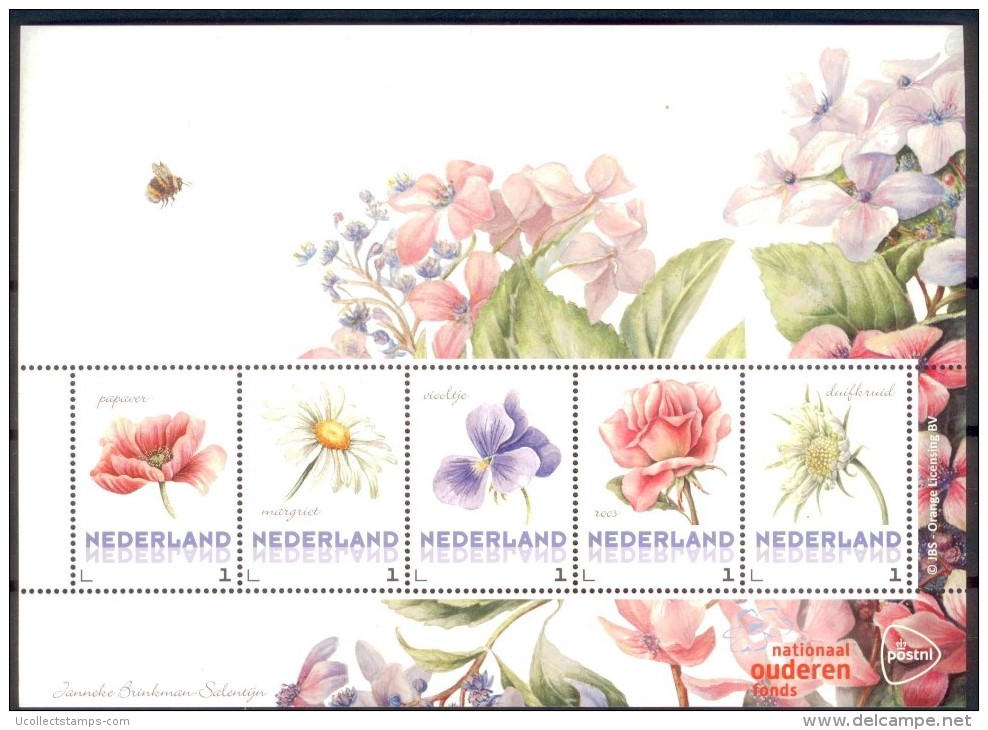 Nederland  2014  Bloemen 2  Velletje /sheetlet  Postfris/mnh/neuf - Ongebruikt