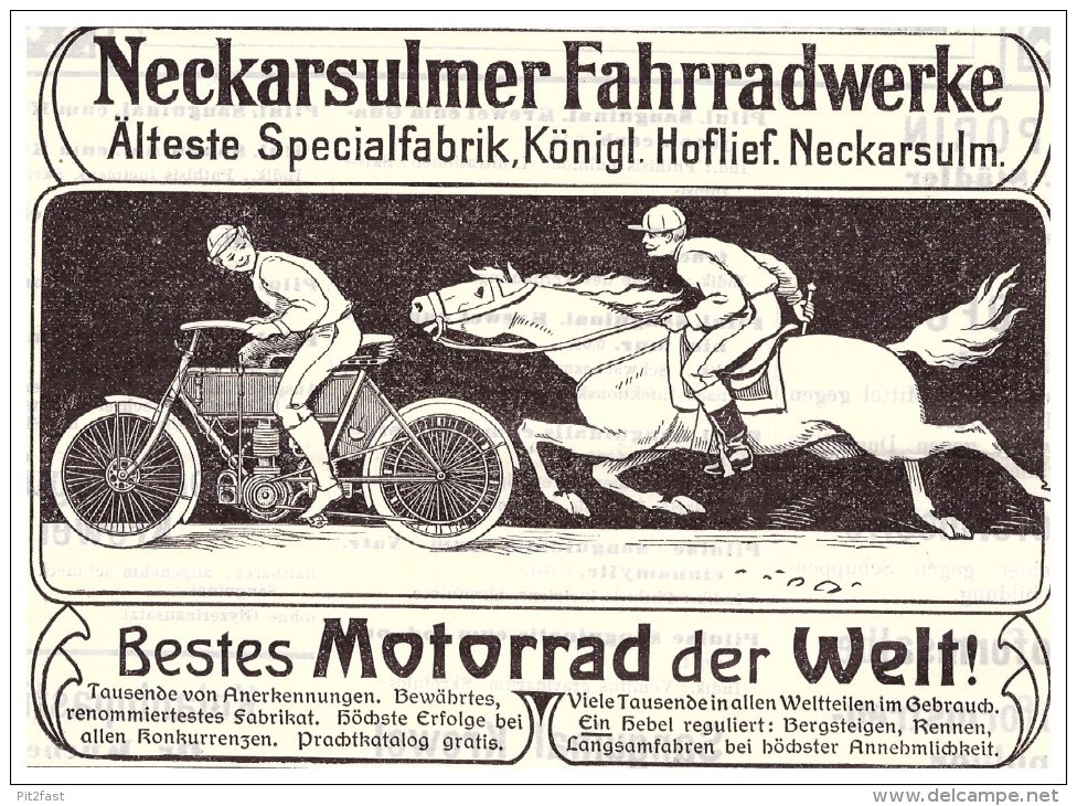 Original Werbung - 1905 - NSU Motorrad , Neckarsulm , Moto , Motorräder !!! - KFZ