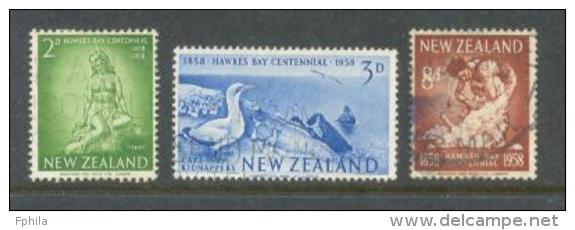 1958 NEW ZEALAND HAWKES BAY CENTENNIAL MICHEL: 378-380 USED - Used Stamps