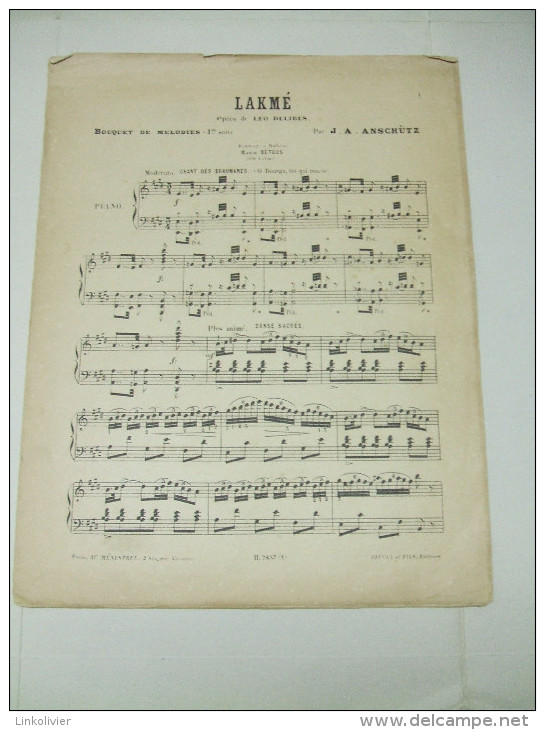 Partition : LAKMÉ (Opéra De Léo DELIBES) Bouquet De Mélodies 1ère Suite (incomplet) - Operaboeken