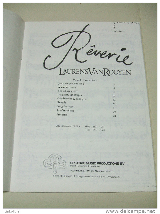 9 Partitions REVERIE De Laurens VAN ROOYEN - Instrumento Di Tecla
