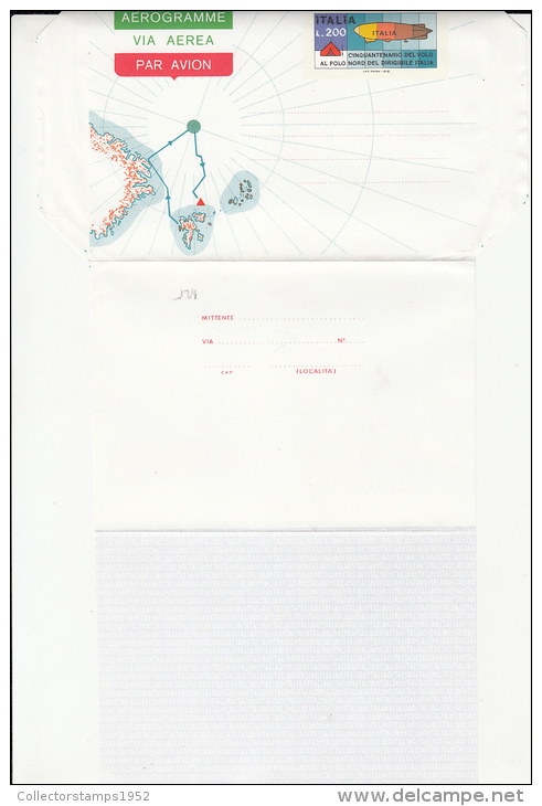 2968- ZEPPELIN'S FIRST FLIT AT THE NORTH POLE, AEROGRAMME, UNUSED, 1978, ITALY - Polare Flüge