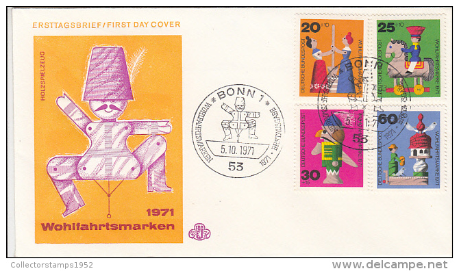 3025- DOLLS, WOOD FIGURINES, COVER FDC, 1971, GERMANY - Poupées