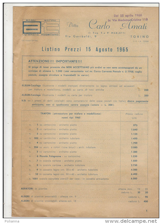 C1500 - Catalogo LISTINO 1965 MODELLISMO - ARTE POPOLARE TRAFORO LEGNO - Arte Popolare