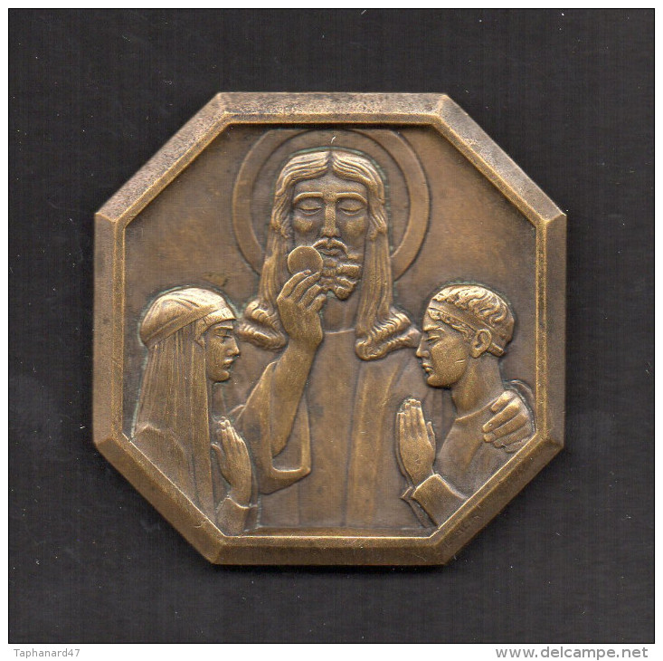 Médaille Octogonale En Laiton, De Communion - ART DECO - Signée E. BLIN . - Altri & Non Classificati