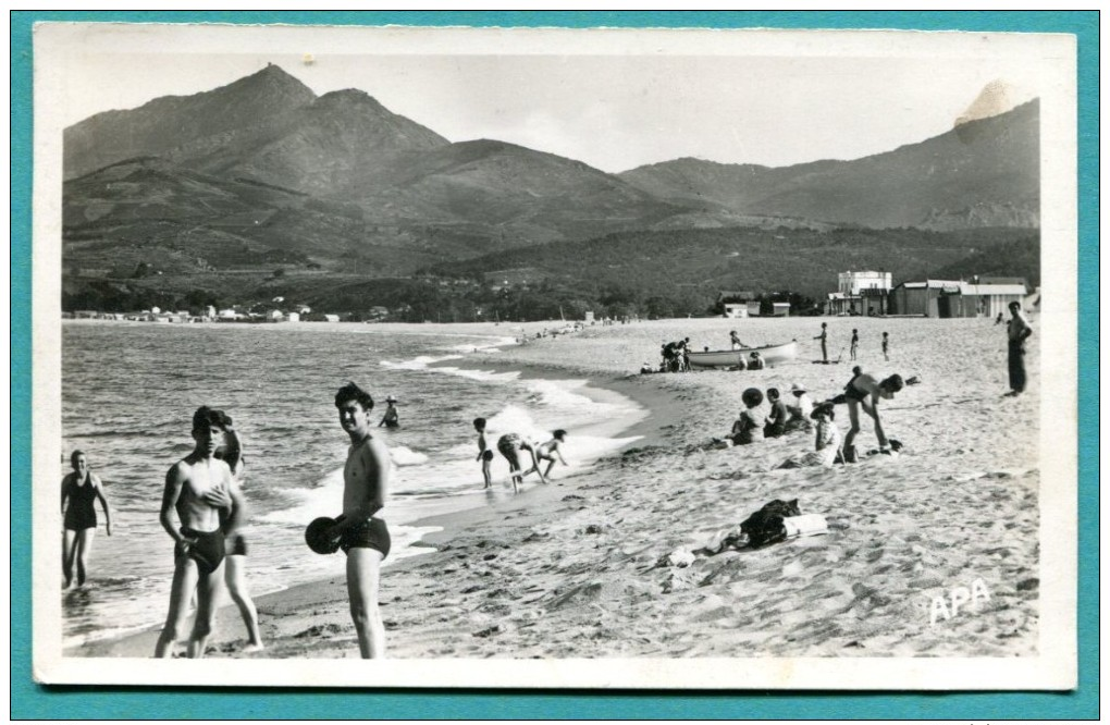 66 - ARGELES SUR MER  La Grande Plage , état Bon, 1949 écrite - 2 Scans - Argeles Sur Mer