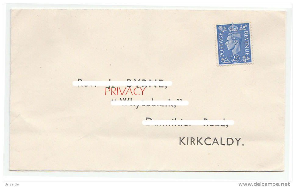 BUSTA NON SPEDITA CON FRANCOBOLLO GIORGIO VI POSTAGE REVENUE 2 1/2 KIRKCALDY SCOTLAND - Unused Stamps
