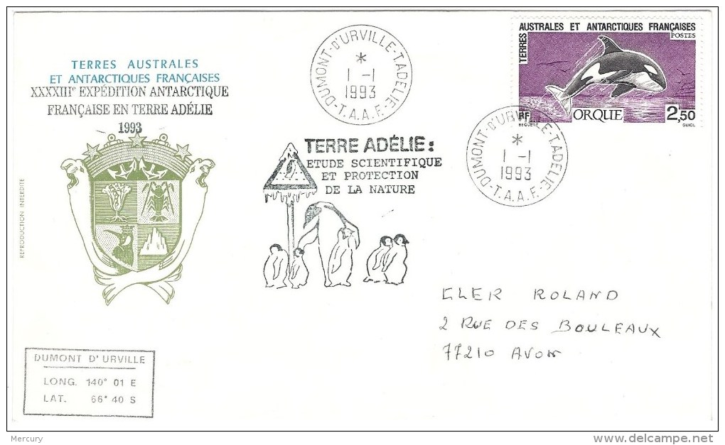 Lettre Avec Cachets Illustrés De La 43ème Expédition En Terre Adélie - Used Stamps