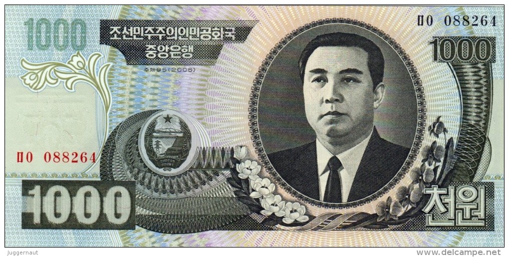 NORTH KOREA 1000 WON BANKNOTE 2006 PICK NO.45 UNCIRCULATED UNC - Corée Du Nord