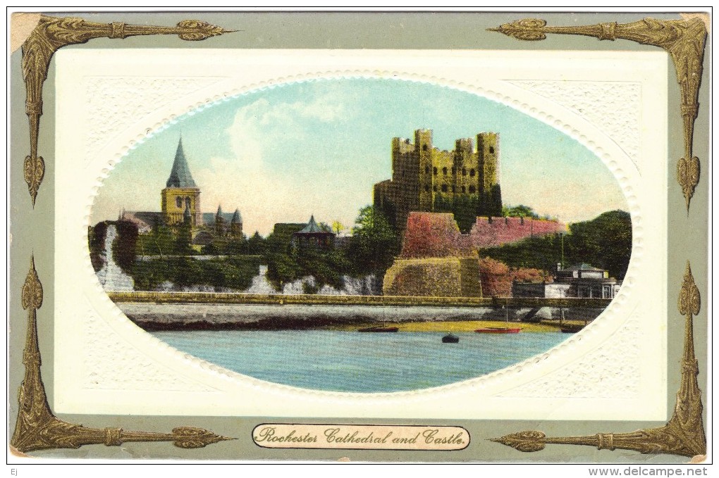 Rochester Cathedral And Castle Edwardian Colour Postcard - Rochester