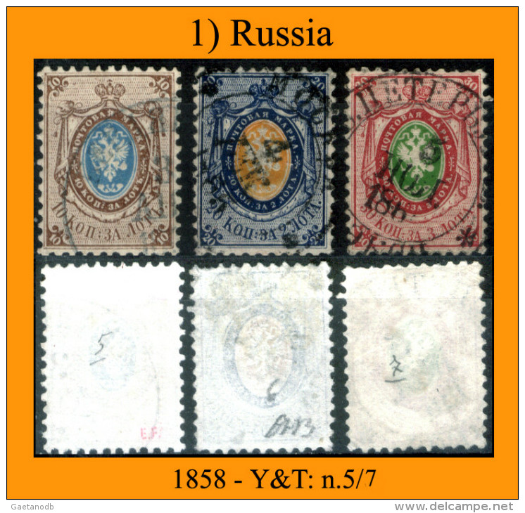 Russia-0001 - 1858 - Y&T: N.5/7 (o) - - Gebraucht