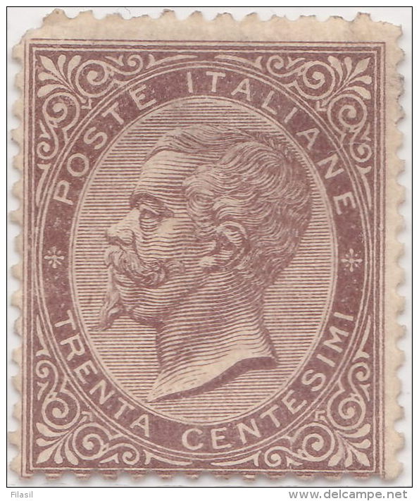 SI53D Italia Italy Regno 1863  30 C. - Effigie Di Vittorio Emanuele II Entro Un Ovale Nuovo Sg. - Nuovi