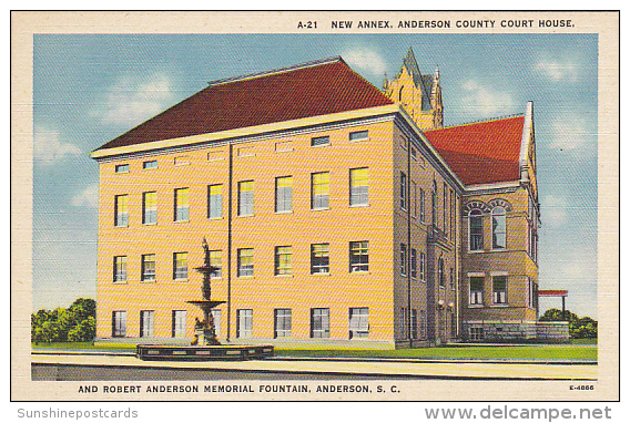 New Annex Anderson County Court House And Robert Anderson Memorial Fountain Anderson South Carolina - Anderson