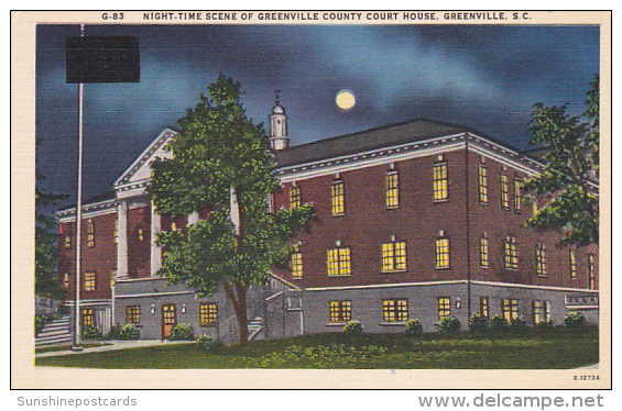 Greenville County Court House At Night Greenville South Carolina - Greenville