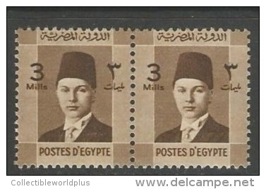 EGYPT STAMPS KING FAROUK MNH ** CIVIL BOY KING 1937 - 1944 PAIR 3 MILLEMES MNH SG 250 - Ungebraucht