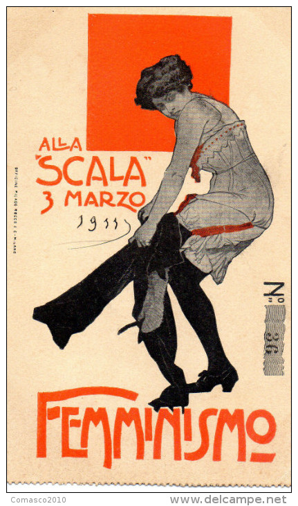 CARTOLINA D'EPOCA  SCALA DI MILANO FEMMINISMO 3 MARZO 1911  MOLTO RARA!!!!!! - Inaugurazioni