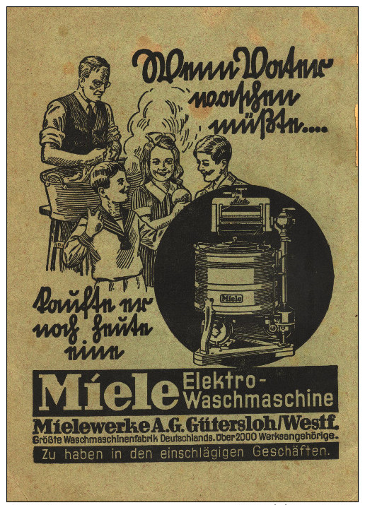 Original-Werbung/ Anzeige 1931 - 1/1-SEITE -  WENN VATER WASCHEN MÜSSTE ...  MIELE GÜTERSLOH - Ca 160 X 20 Mm - Werbung