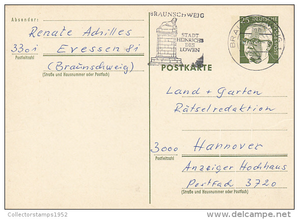 3247- PRESIDENT GUSTAV HEINEMANN, POSTCARD STATIONERY, 1972, GERMANY - Postcards - Used