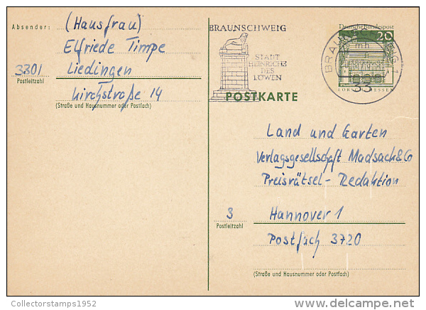 3276- LORSCH TOWN ARCHITECTURE, POSTCARD STATIONERY, 1970, GERMANY - Cartes Postales - Oblitérées