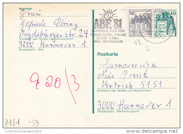 3281- CASTLES, ARCHITECTURE, POSTCARD STATIONERY, 1981, GERMANY - Postcards - Used