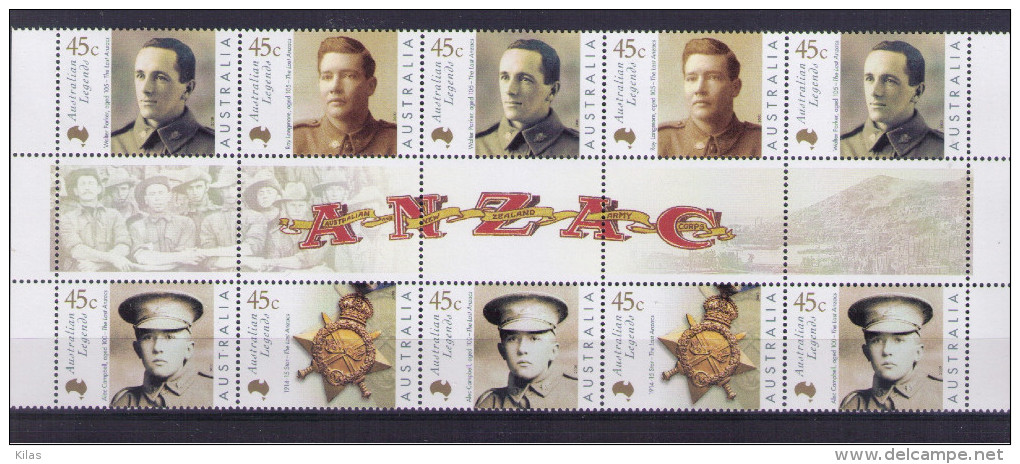 AUSTRALIA Legends "ANZAC" - Feuilles, Planches  Et Multiples