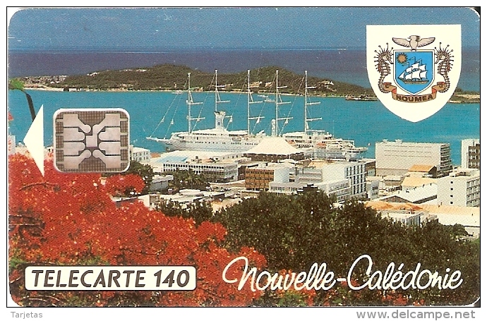 TARJETA DE NUEVA CALEDONIA DE 140 UNITES DE EL PUERTO TIRADA 25000 DEL 11/93 - Nueva Caledonia