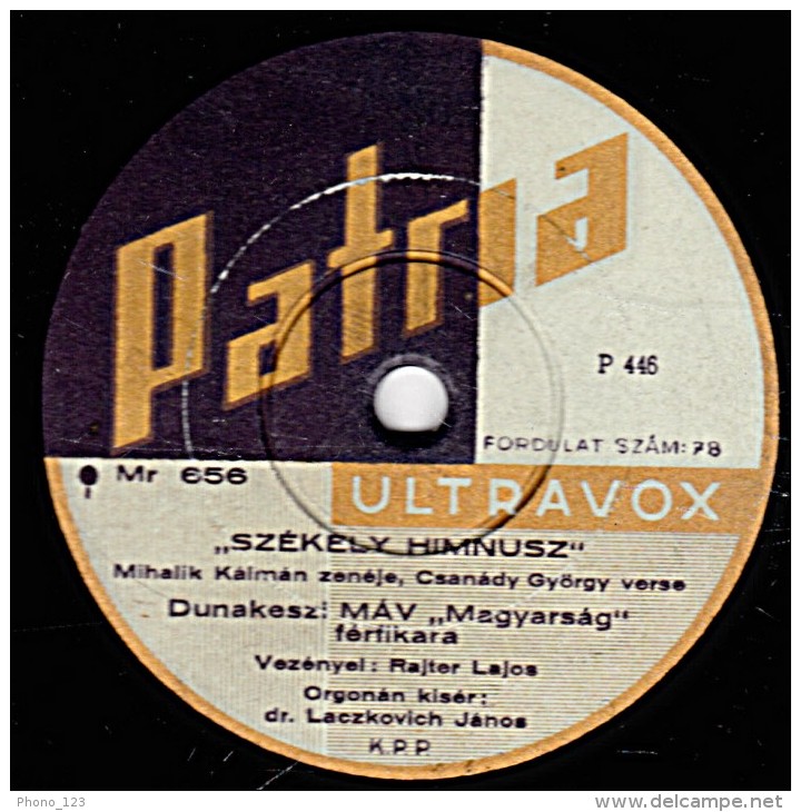 78 Trs  25 Cm - état B - Patria ULTRAVOX  39.239 - Disque De Hongrie - Orchestre (voir étiquette) - 78 Rpm - Schellackplatten