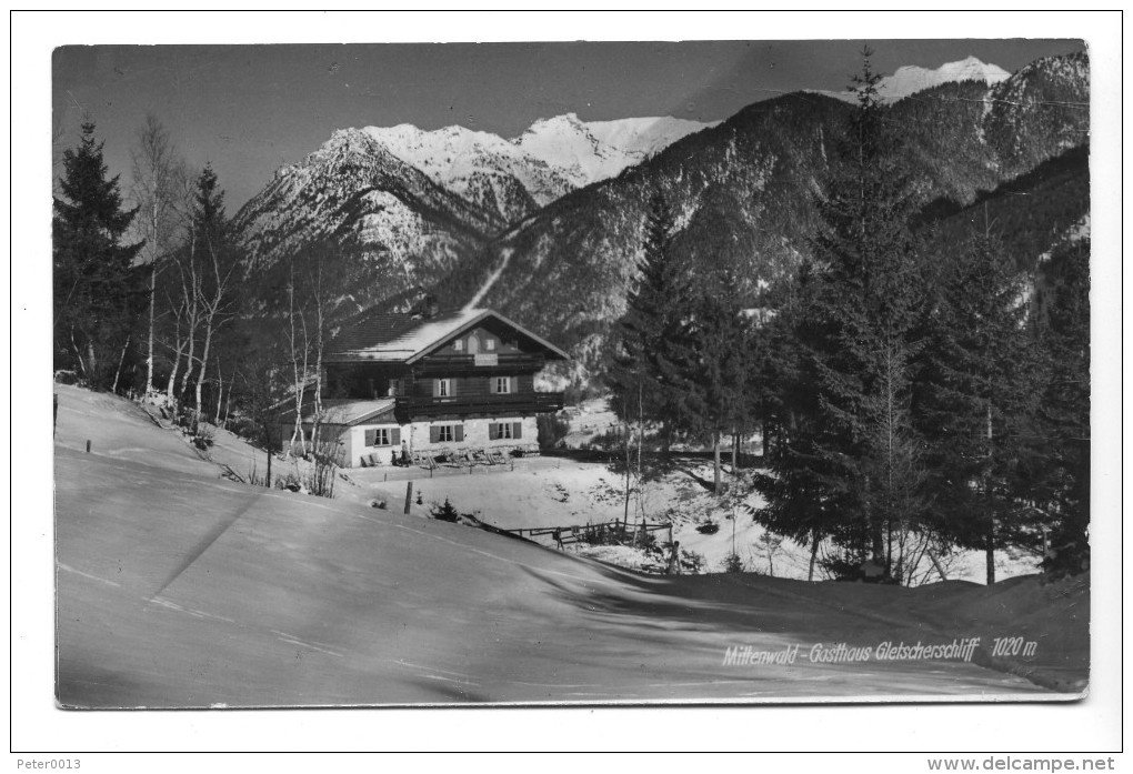 Mittenwald, Gasthaus Gletscherschliff, 1956. Kleinformat - Mittenwald