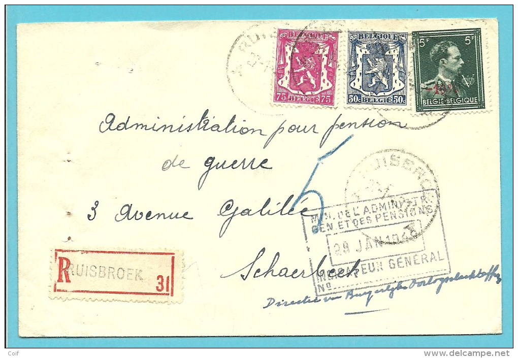 426+713+724T Op Brief Aangetekend Met Stempel RUISBROEK - 1946 -10%