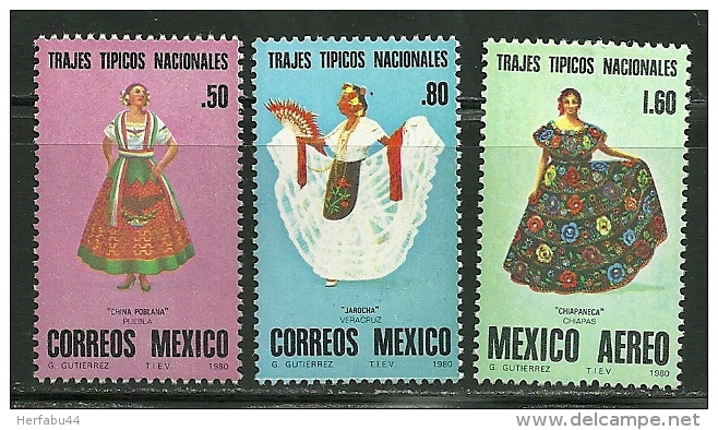 Mexico    "Women's Costumes"     Set    SC# 1197-C36-38  MNH** - Tessili