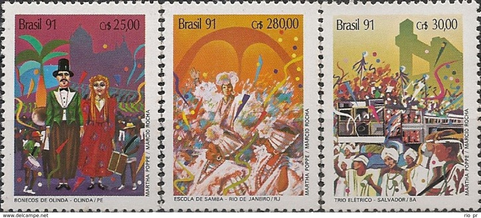 BRAZIL - COMPLETE SET BRAZILIAN CARNIVALS 1991 - MNH - Karnaval