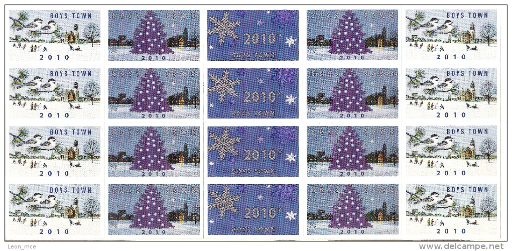 2010 BOYS TOWN  CHRISTMAS STAMP 20 Cinderellas MNH  NAVIDAD, USA Father Flanagan´s Boys Home, Boys Town, For Homeless - Otros & Sin Clasificación