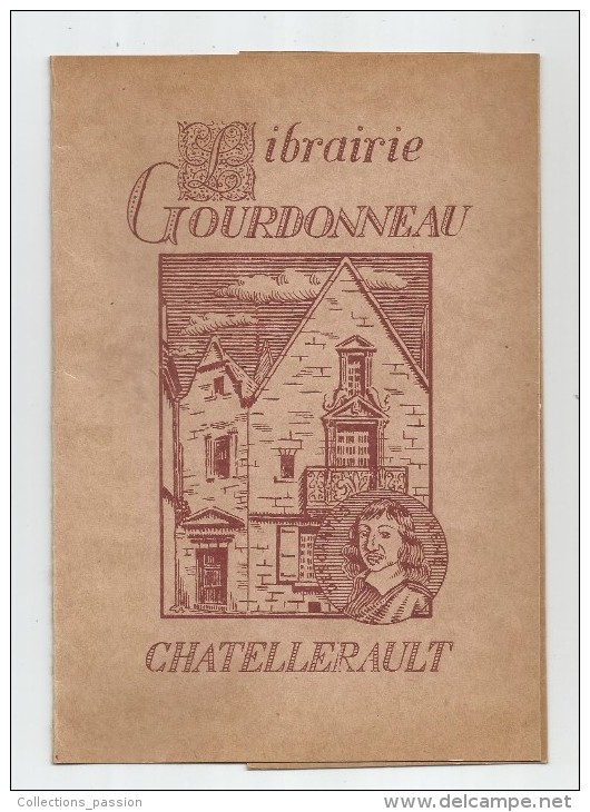 PUBLICITE , Cache Livre , LIBRAIRIE GOURDONNEAU , CHATELLERAULT , Frais Fr : 1.80€ - Publicités