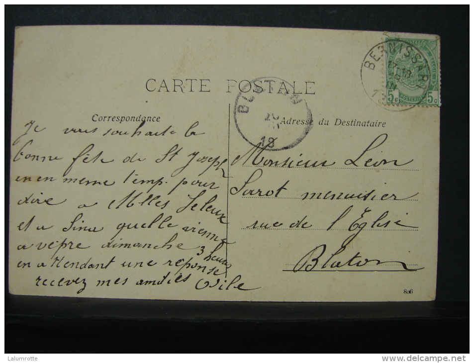 For. 7. Oblitération De Fortune Sur Carte Postale . Blaton Bernissart 1919 - Fortune Cancels (1919)