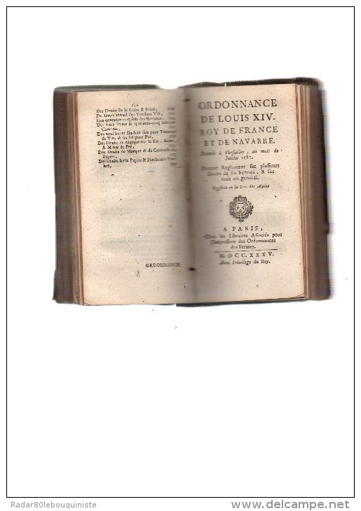 Tarif Général Des Droits De Sorties Et Entrées Du Royaume & Des Provinces,18 Sept.1664.[relié Avec] 4 Ouvrages Du 18e . - 1701-1800