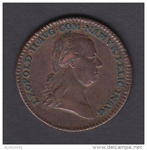 M01771 LEOPOLD II NAMUR COMTE De FLANDRE PAYS-BAS AUTRICHIEN 1791 - Son Profil (13.3g) Blason Au Revers - Royaux/De Noblesse