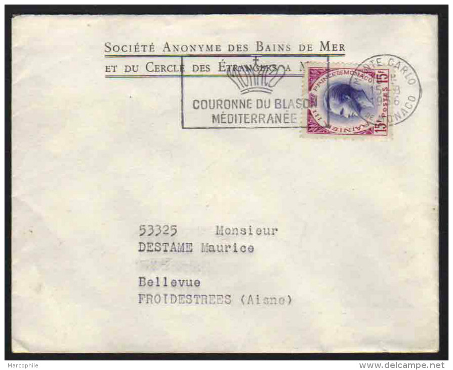 MONACO / 1956 LETTRE POUR FROIDESTREES (AISNE) (ref 1719) - Covers & Documents