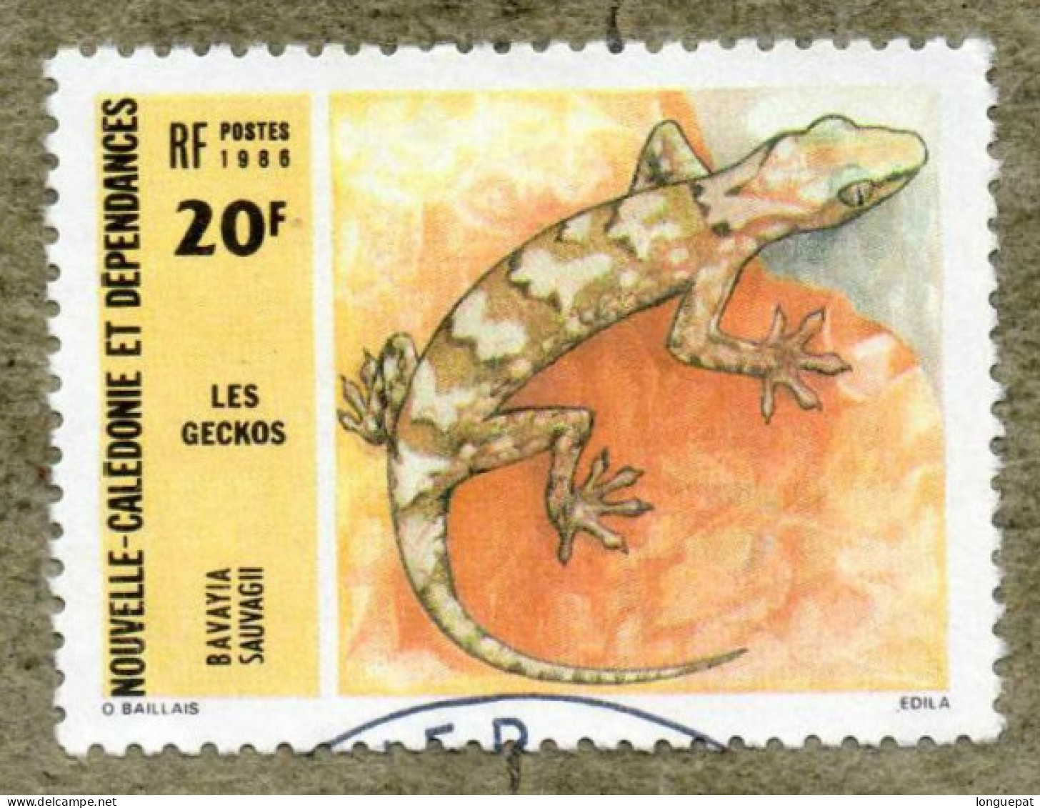NOUVELLE-CALEDONIE : Faune : Les Geckos - Bavayia Sauvagii (Bavaya De Sauvage)- Reptile -Saurien - Oblitérés