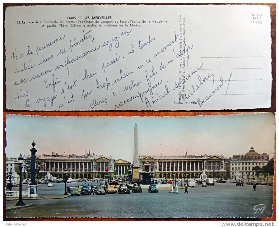 CP Carte Panoramique N° 23 - Place De La Concorde ( 2cv Traction 203 4cv ...) Paris Et Ses Merveilles - Multi-vues, Vues Panoramiques