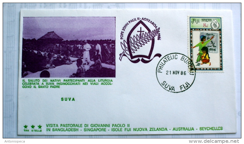 VATICANO 1986 - COMPLETE COLLECTION 17 FDC VISIT POPE JOHN PAUL II IN ASIA AND AUSTRALIA