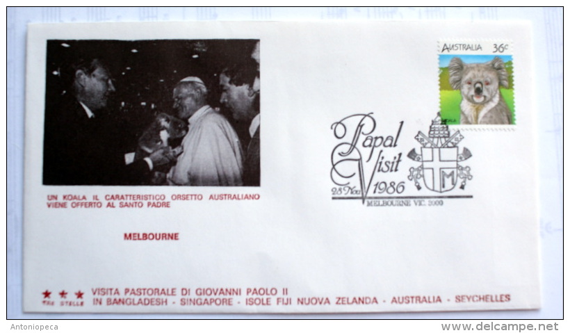 VATICANO 1986 - COMPLETE COLLECTION 17 FDC VISIT POPE JOHN PAUL II IN ASIA AND AUSTRALIA