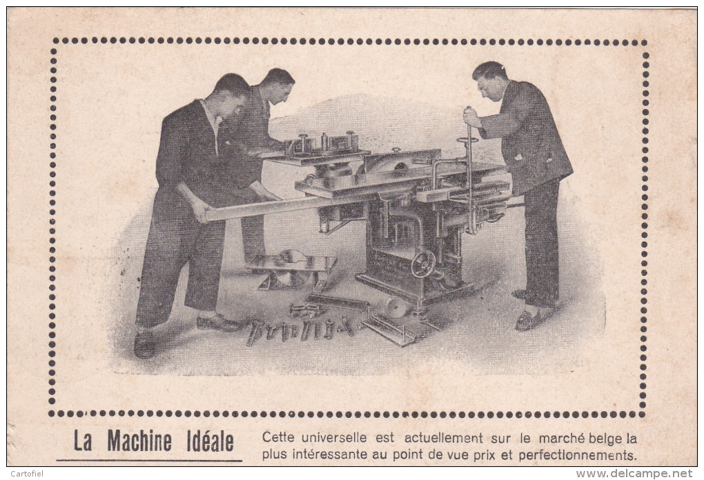 FAYT-LEZ-MANAGE-VERS-NEER HESPEN-1934-USINES-DECOCK FRERES-MACHINE A BOIS SIMPLES ET COMBINEES-CARTE PUBLICITAIRE-2 SCAN - Manage