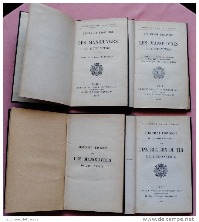 LOT 5 MANUELS INSTRUCTIONS MILITAIRES MANOEUVRES DE L'INFANTERIE-1902-1903-1904 - Guerre 1939-45