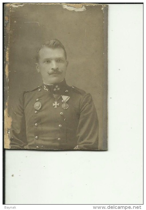 HU2  -- CABINET  PHOTO,  CDV  --  HUNGARY --  NAGY KANIZSA  9 Cm X  6  --  K.u.K. HIGH RANKING OFFICER  WITH 3 ORDENS - Krieg, Militär