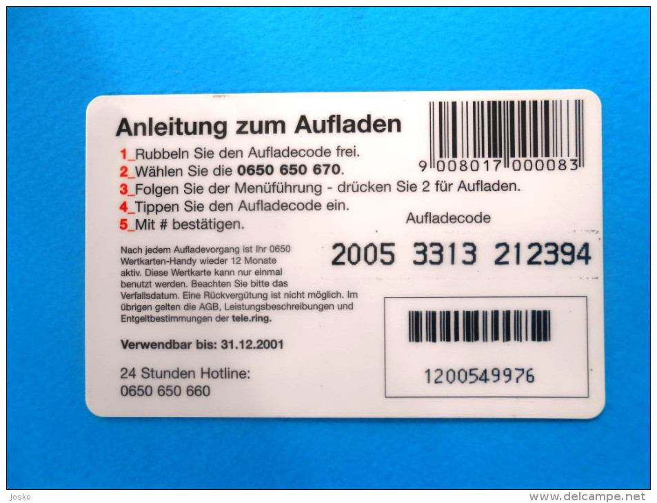 Telering 300. ATS ( Austria Prepaid Card ) GSM Remote Prepayee Carte * Osterreich - Austria