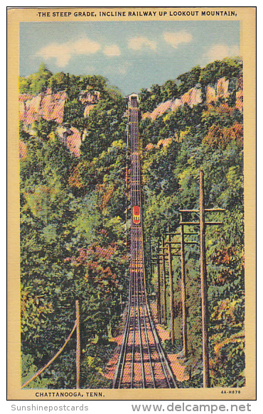 Steep Grade Incline Railway Up Lookout Mountain Chattanooga Tennessee Curteich - Chattanooga