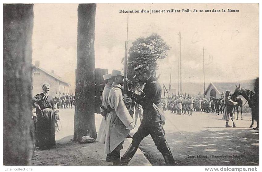 Thème Guerre 14/18    Décoration D'un Jeune Poilu De 20 Ans Dans La Meuse  (2 Cartes) - Weltkrieg 1914-18