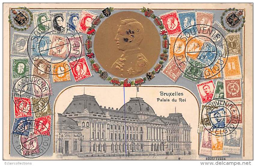 Belgique   Bruxelles    Palais Du Roi   Avec Médaillon En Relief Doré - Monumenti, Edifici