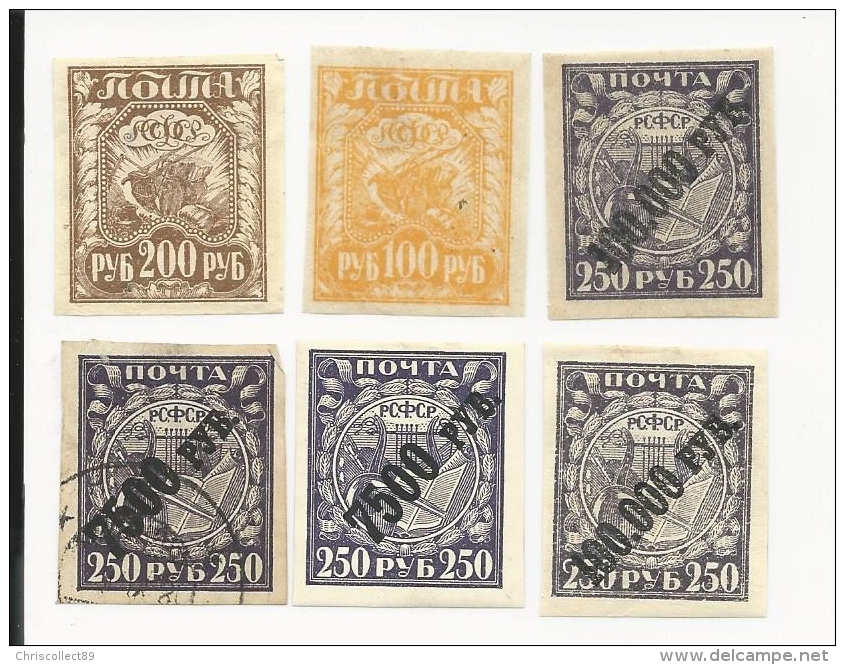 Serie De 6 Timbres Neufs Surchargés Non Dentelés Russie : 1921 République Socialiste Fédérative Soviétique - Unused Stamps