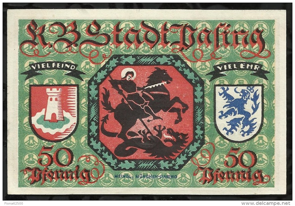 BILLET DE NECESSITE .PASING . 50 PFENNIG  1918 . - [11] Local Banknote Issues